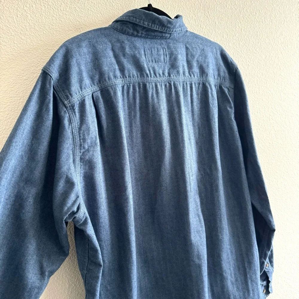 The North Face Blue Thick Cotton Button Down Long Sleeve Shirt Hiking Outdoors